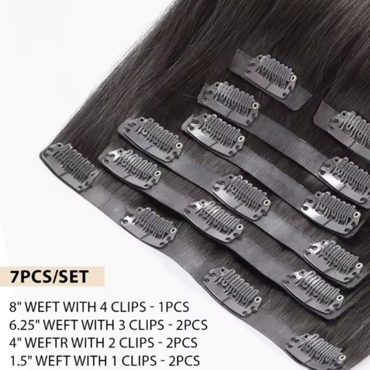 Silky Straight Clip-In Hair Extensions Seamless Clip-In 100% Human Hair- Rafarada