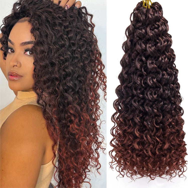 Ombre Brown Orange Curly Wave Crochet Human Hair Extension - Rafarada