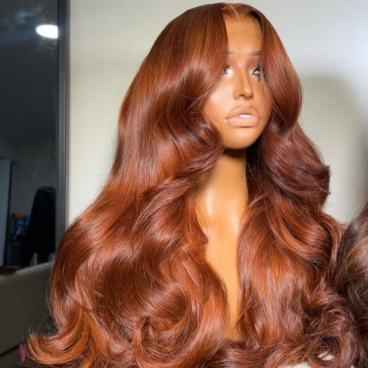 Ginger Body Wave Wig HD Transparent Lace Closure Wigs Orange Color Wig - Rafarada