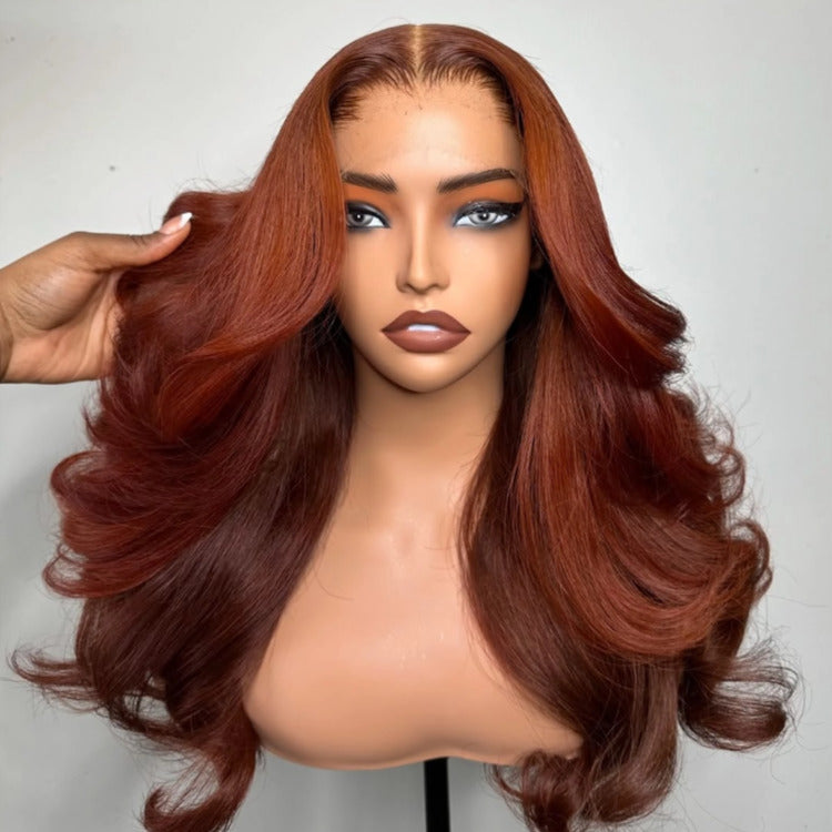 Reddish Brown Body Wave 6x4 Wear Go Wig Pre Cut Lace Glueless Wig - Rafarada