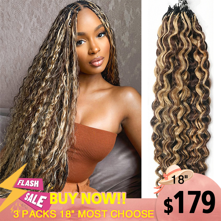 Highlight Curly Crochet Human Hair Boho Locs Pre Looped Feather Crochet Hair- Rafarada