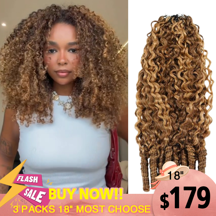 Mixed Honey Blonde Burmese Curl Crochet Hair P4/27 Brown Highlighted Curly Weave 100% Human Hair Extensions for Volume - Rafarada