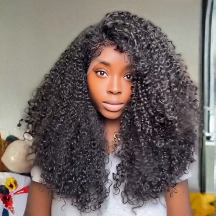 360 Deep Curly Lace Front Wig Natural Black High Density Human Hair Wig Versatile 360 Full Lace Perimeter Wig for High Bun & Ponytail - Rafarada