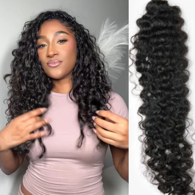 Natural Curly Wave Human Hair Bulk Extensions For Braiding & Boho Braids - Rafarada