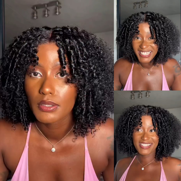 Jerry Curly Lace Front Human Hair Wigs for Women 13x4/4x4 HD Transparent Lace Closure Wig Pre-Plucked with Baby Hair Natural Black Kinky Curly Glueless Wig - Rafarada