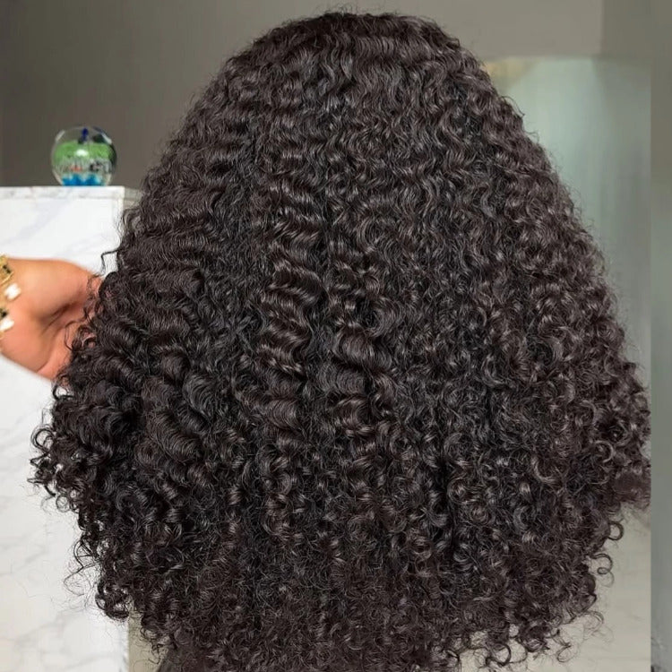 Long Hair Kinky Curly Wig Lace Front Human Hair Pre Bleached Knots Thick Wig - Rafarada