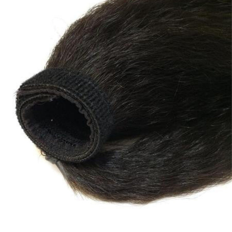Kinky Straight Ponytail With Clip In Wrap-around Magic Velcro Human Hair - Rafarada