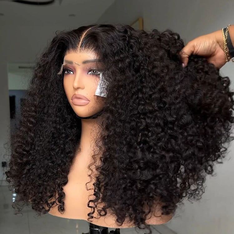 Long Jerry Curly Hair Lace Front Human Hair Wig Bleached Knots Wig - Rafarada