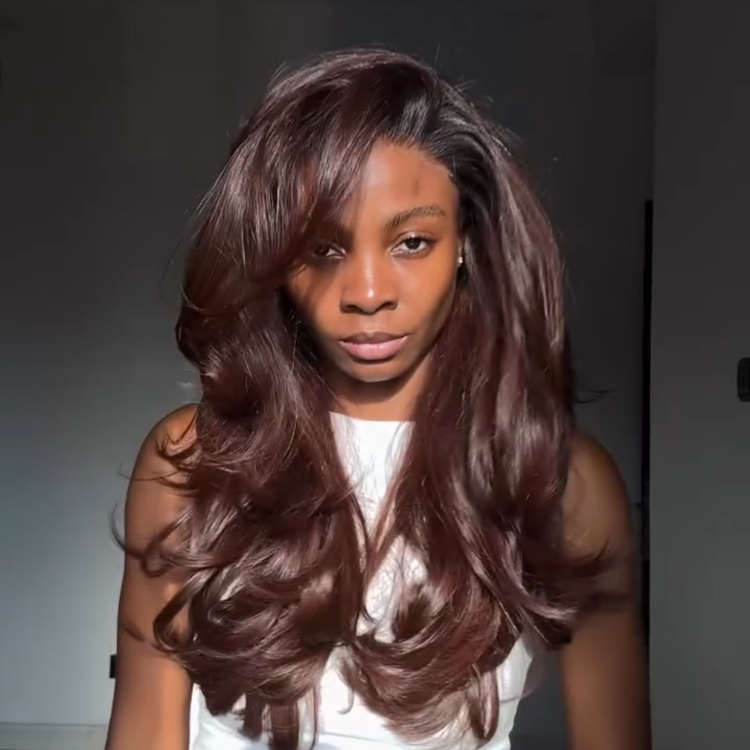 Dark Brown Color HD Lace Front Wigs Body Wave Human Hair Wigs - Rafarada