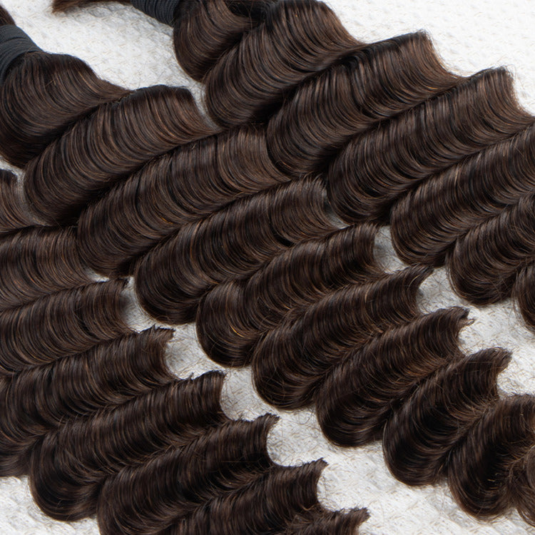 Dark Brown Color Deep Wave Bulk Human Braiding Hair Extensions - Rafarada