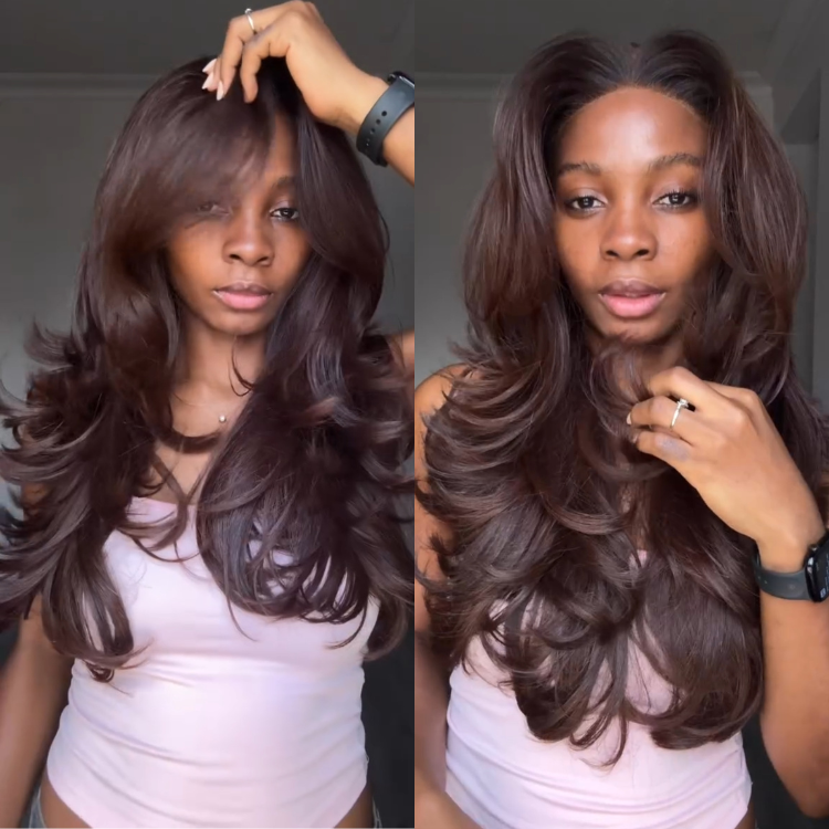 Dark Brown Color HD Lace Front Wigs Body Wave Human Hair Wigs - Rafarada