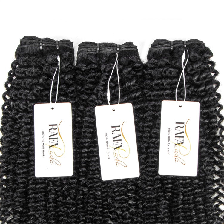 Brazilian Virgin Human Hair Deep Curly Bundles Remy Weft Extensions- Rafarada