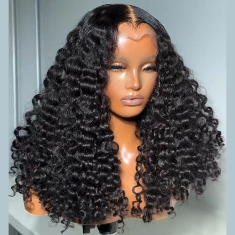 Flash Sale | Deep Curly Lace Wig 100% Human Hair Natural Black Full & Bouncy - Rafarada