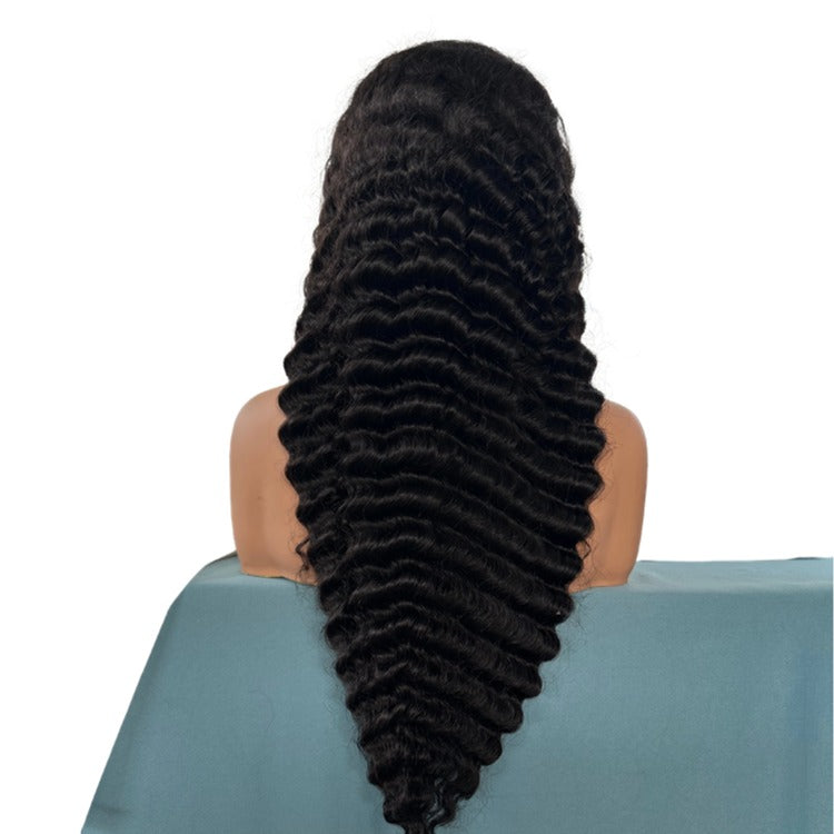 Deep Wave Glueless HD Transparent Lace Front Wig Pre Plucked Pre Bleached Human Hair Wig - Rafarada