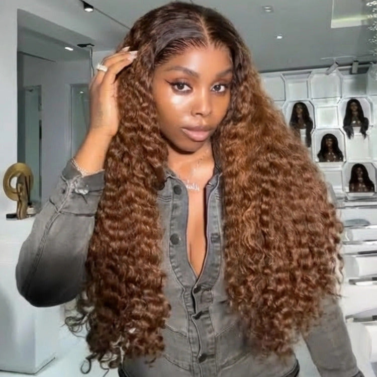 Ombre Brown Color Deep Wave Lace Front Virgin Human Hair Wigs Glueless Lace Wig 100% Human Hair- Rafarada