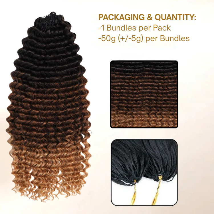 Ombre Deep Curly Feather Crochet Hair Extensions T1B/30/27 100% Human Hair Long Deep Curly Wave for Black Women - Rafarada