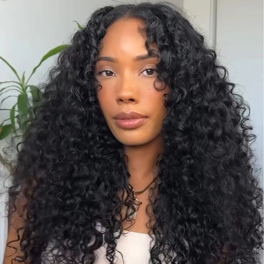 Full And Thick Deep Curls Wave Wig V Part Wig Glueless Human Hair Wigs - Rafarada