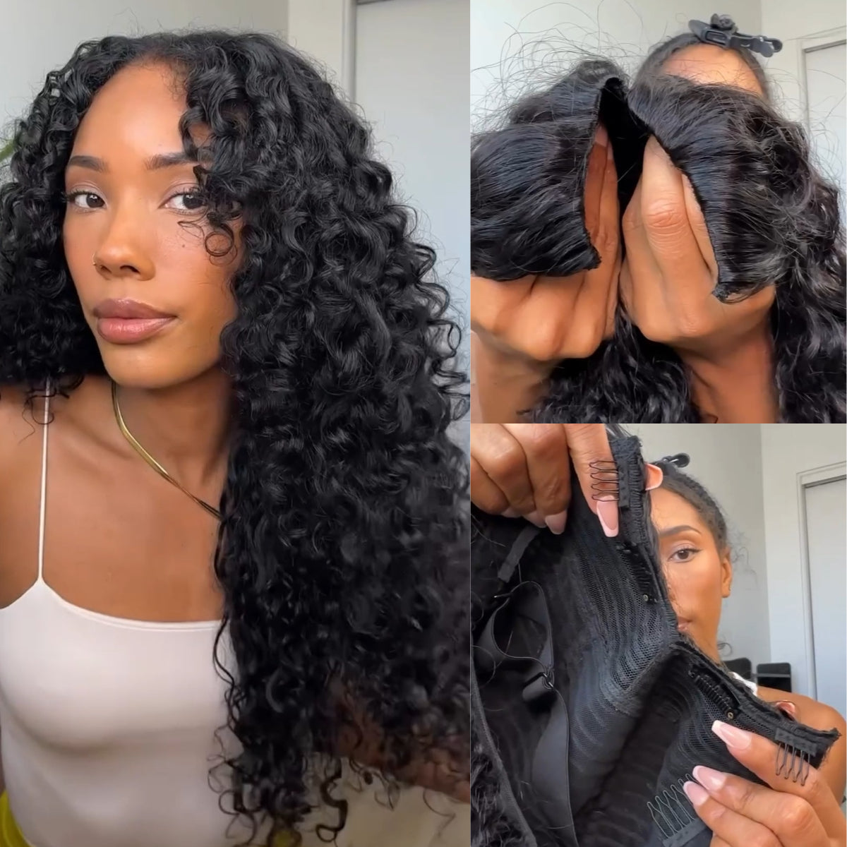 Full And Thick Deep Curls Wave Wig V Part Wig Glueless Human Hair Wigs - Rafarada