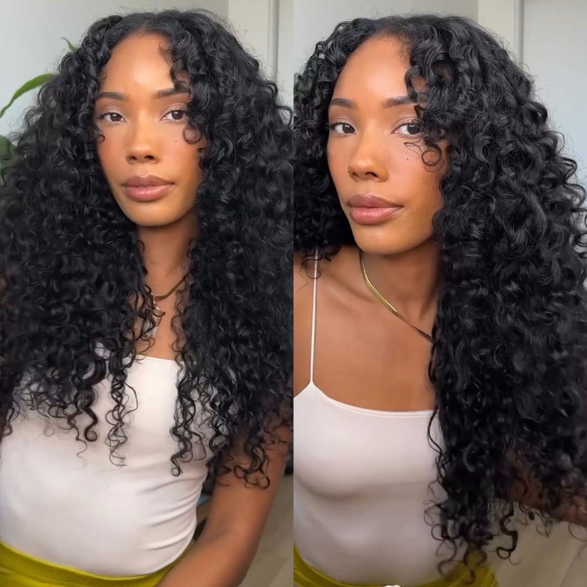 Full And Thick Deep Curls Wave Wig V Part Wig Glueless Human Hair Wigs - Rafarada