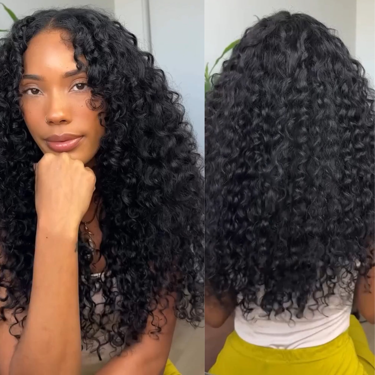 Full And Thick Deep Curls Wave Wig V Part Wig Glueless Human Hair Wigs - Rafarada