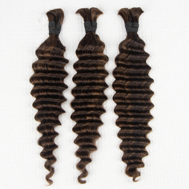 Highlight Color Deep Wave Bulk Human Braiding Hair Extensions - Rafarada