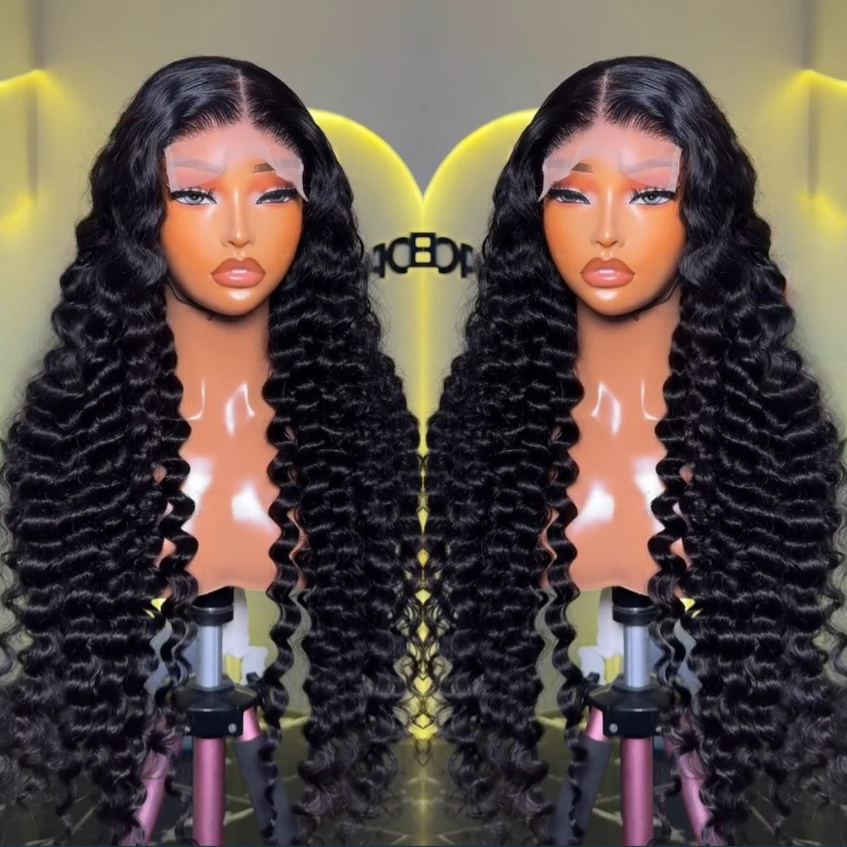 Deep Wave Glueless HD Transparent Lace Front Wig Pre Plucked Pre Bleached Human Hair Wig - Rafarada