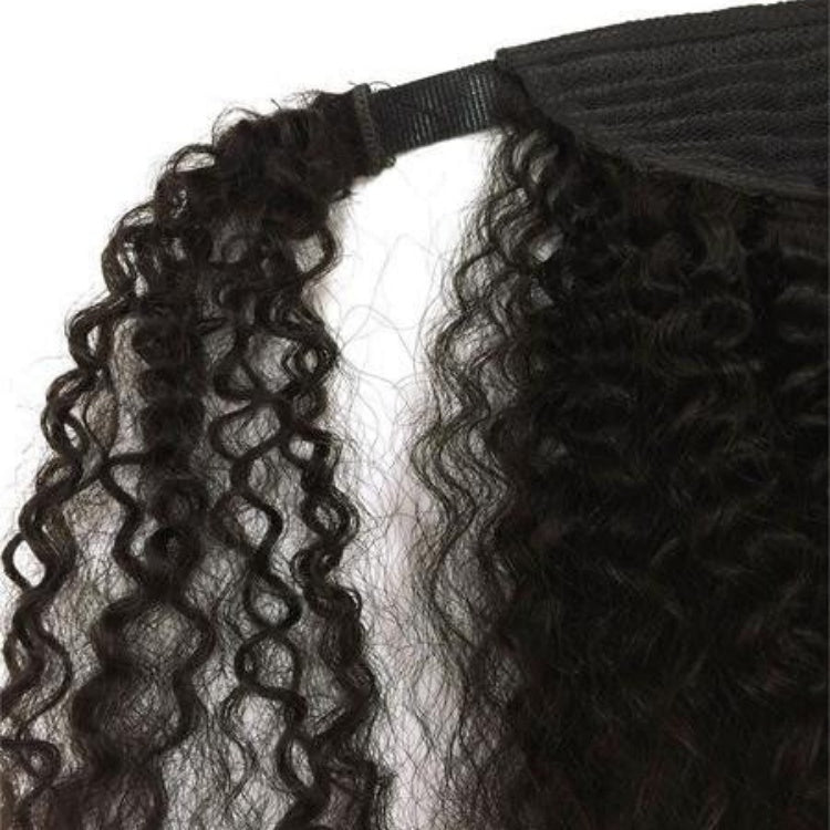 Kinky Curly Ponytail With Clip In 100% Human Hair Wrap-around Magic Velcro Ponytail Extension - Rafarada