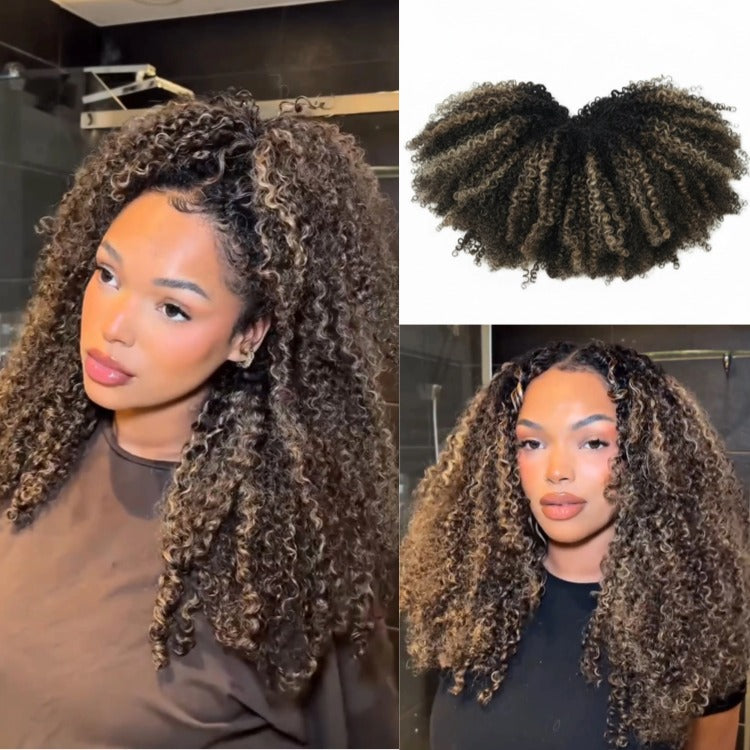 Highlight Color Afro Curly Crochet Hair 100% Human Crochet Hair Extensions - Rafarada