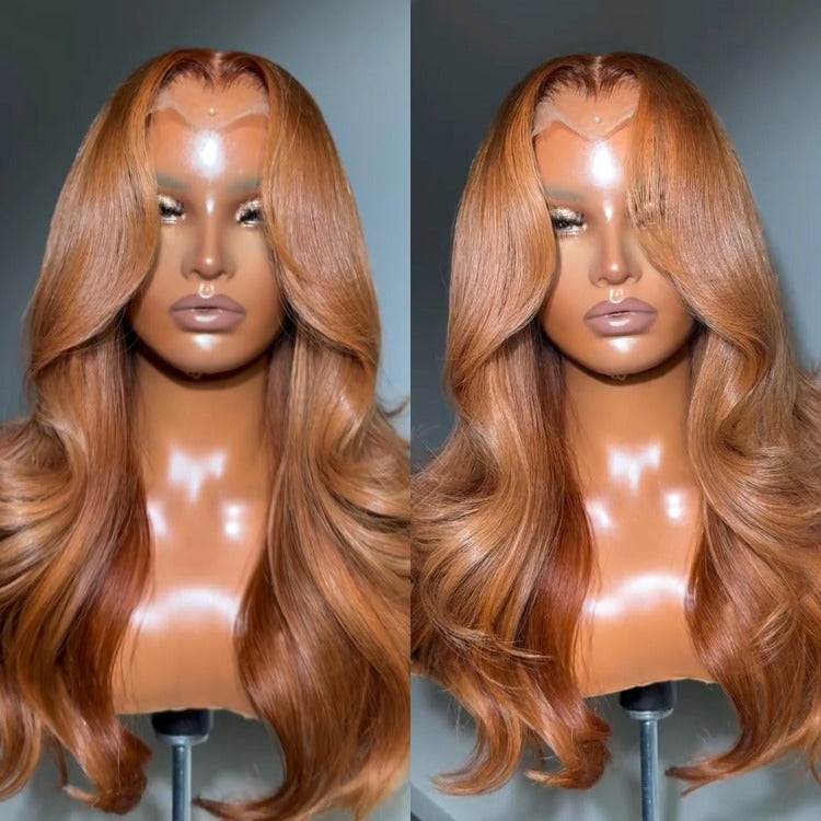 Milk Tea Brown Color Body Wave Human Hair Wig 13x4 Lace Front Ginger Colored Wig - Rafarada