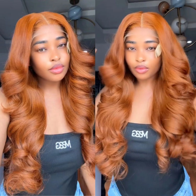 Ginger Color Loose Wave Human Hair Wig HD Lace Front Wig Pre Plucked Wig - Rafarada