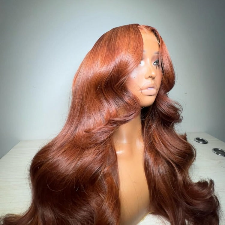 Ginger Body Wave Wig HD Transparent Lace Closure Wigs Orange Color Wig - Rafarada