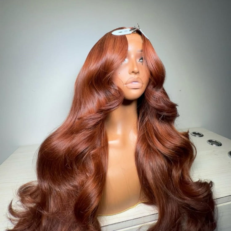 Ginger Body Wave Wig HD Transparent Lace Closure Wigs Orange Color Wig - Rafarada
