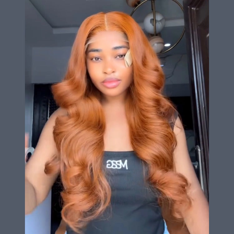 Ginger Color Loose Wave Human Hair Wig HD Lace Front Wig Pre Plucked Wig - Rafarada