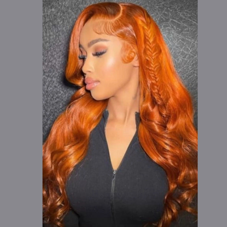 Orange Ginger Lace Front Wigs Human Hair Body Wave 13x4 HD Lace Frontal Wig - Rafarada