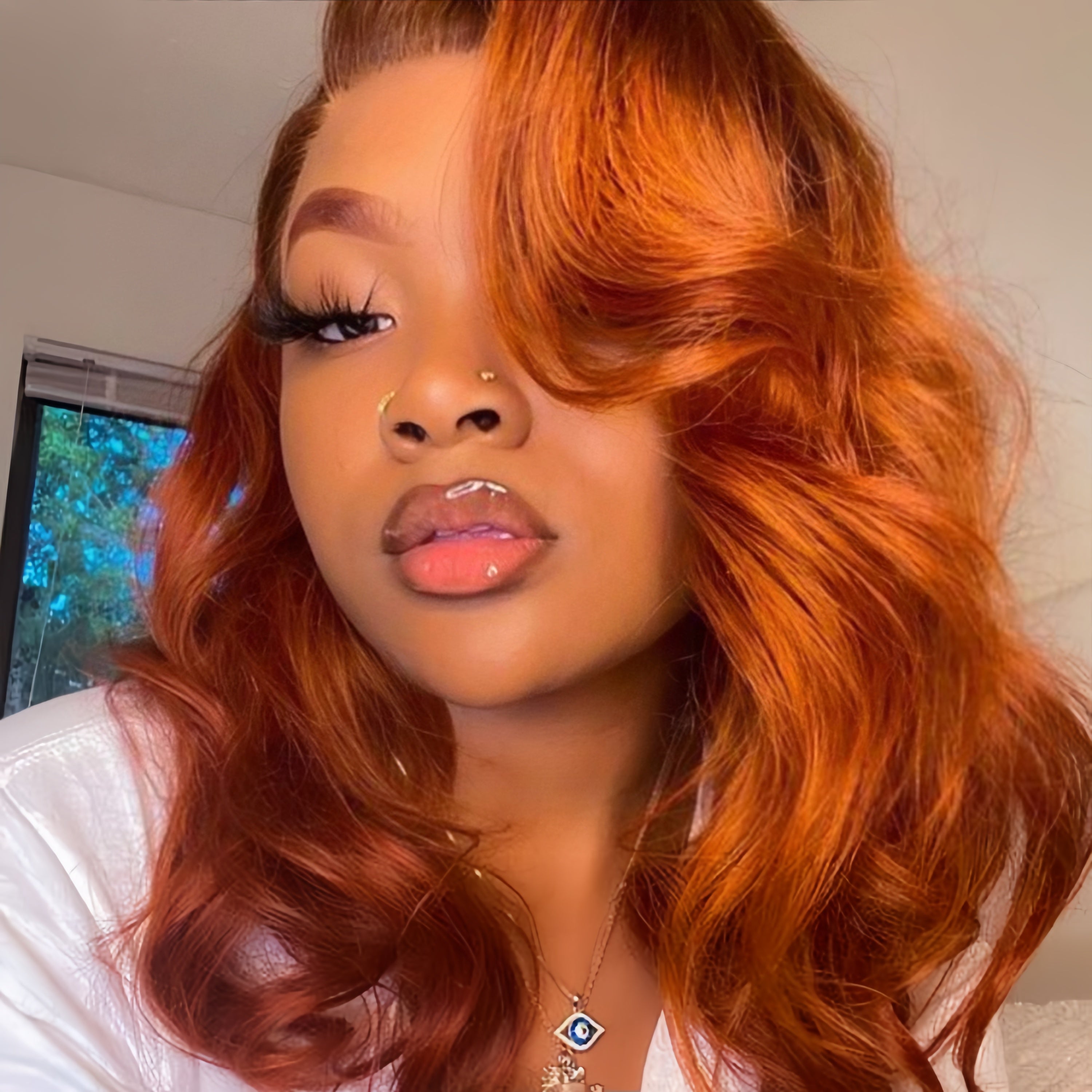 Body Wave Ginger Color Human Hair Wig HD Lace Front Wig With Bangs For Woman- Rafarada