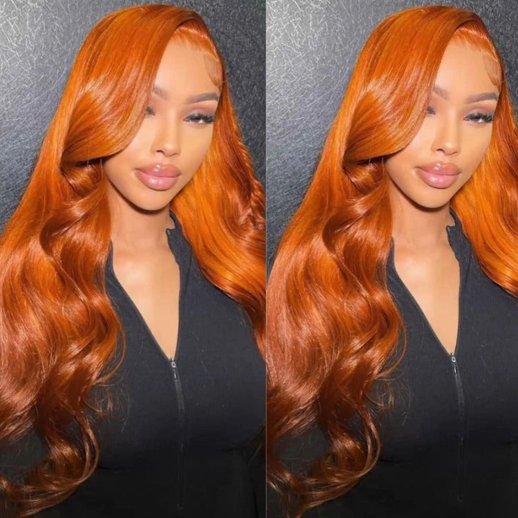Orange Ginger Lace Front Wigs Human Hair Body Wave 13x4 HD Lace Frontal Wig - Rafarada