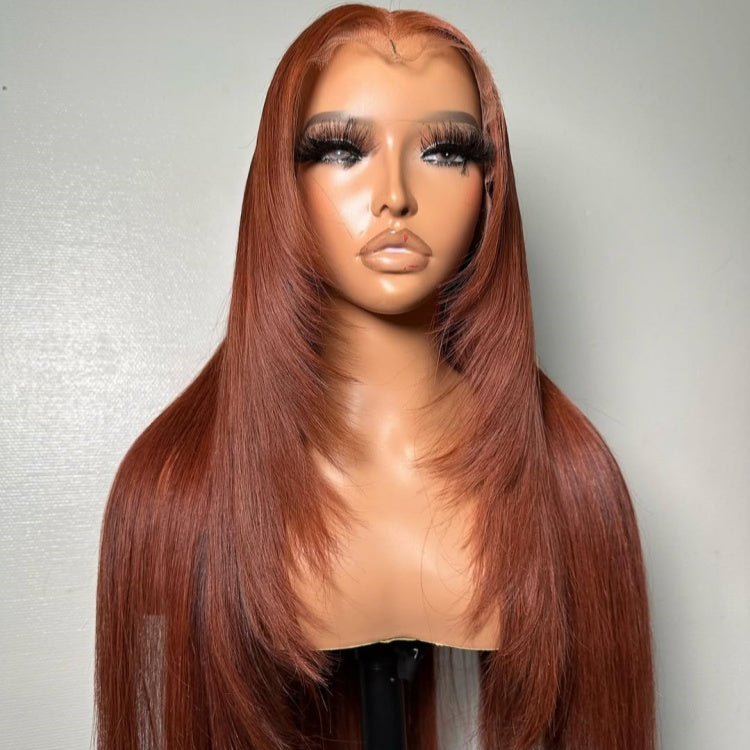 Ginger Layered Butterfly Hair Cut Straight HD Lace Closure Human Hair Wigs- Rafarada