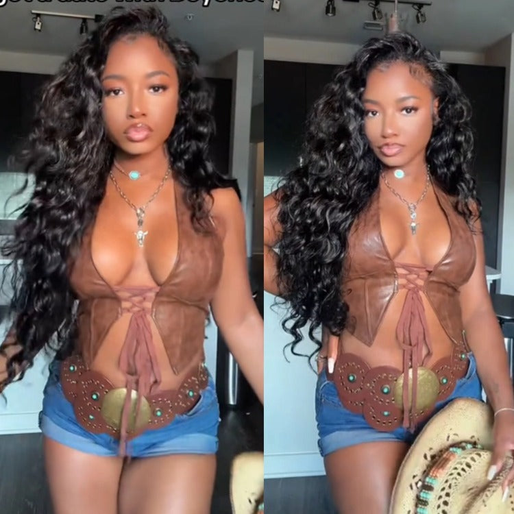 Deep wave Wig 3-In-1 Half Wig 200% Density Glueless Wig - Rafarada