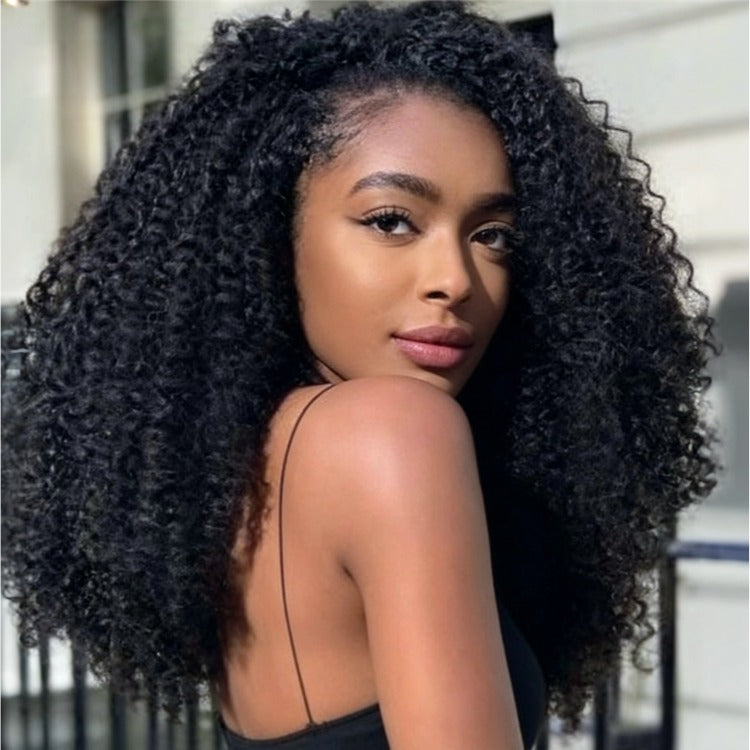 3-In-1 Half Wig 220% Density Kinky Curly Glueless Flexi-Fit Drawstring Wig - Rafarada