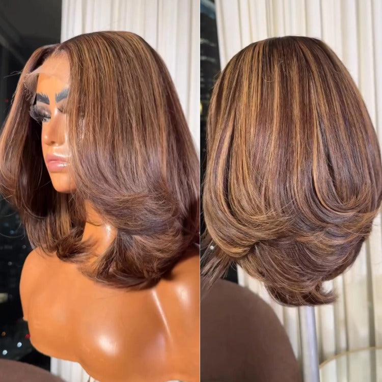 Highlight Blonde BOB C-Curved Bob Wig Human Hair Wig HD Lace Front Human Hair Wigs- Rafarada