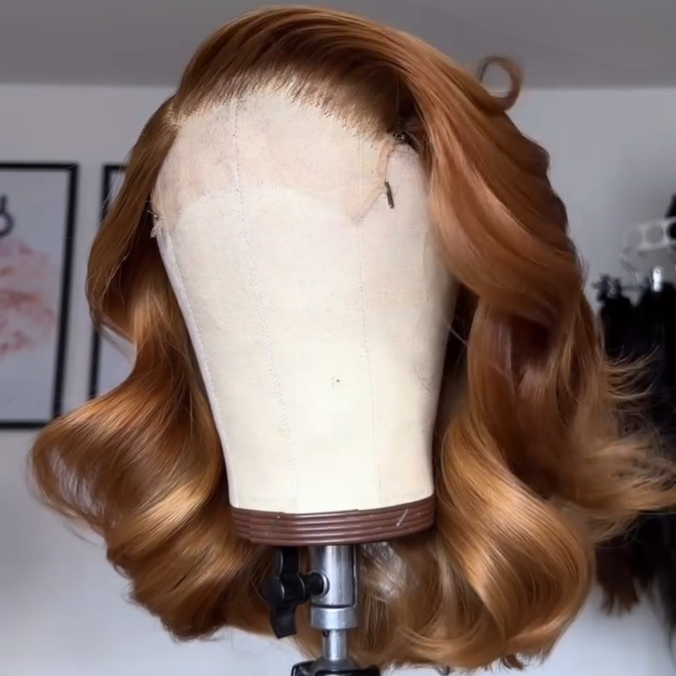 Blonde Bouncy Flip Bob Wig Highlight Honey Blonde Side Part Lace Frontal Wig High Density Luxury Human Hair - Rafarada