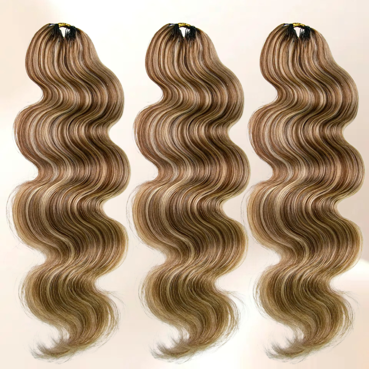 Highlight Body Wave Crochet Human Hair for Braiding No Weft Honey Blonde Piano Color Boho Braids Extensions - Rafarada
