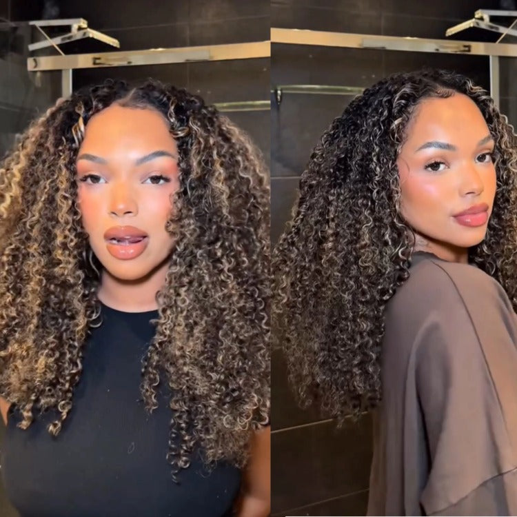 Highlight Color Afro Curly Crochet Hair 100% Human Crochet Hair Extensions - Rafarada