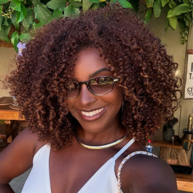 Honey Brown Highlight Kinky Curly Human Hair Wig Mixed Color Afro Curly Wig Glueless Lace Curly Wig for Black Women- Rafarada