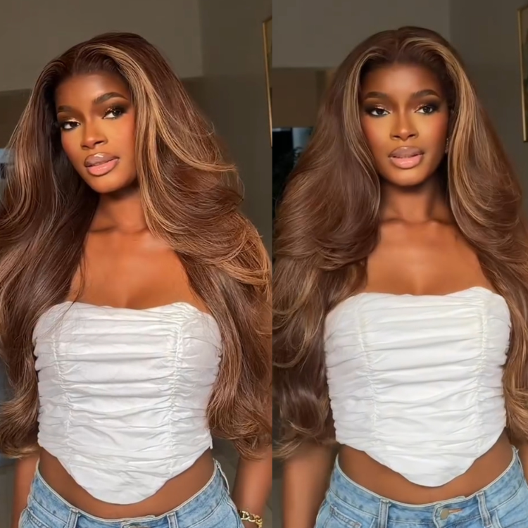 Body Wave Wig 100% Human Hair Honey Blonde Glueless Lace Front Wig - Rafarada