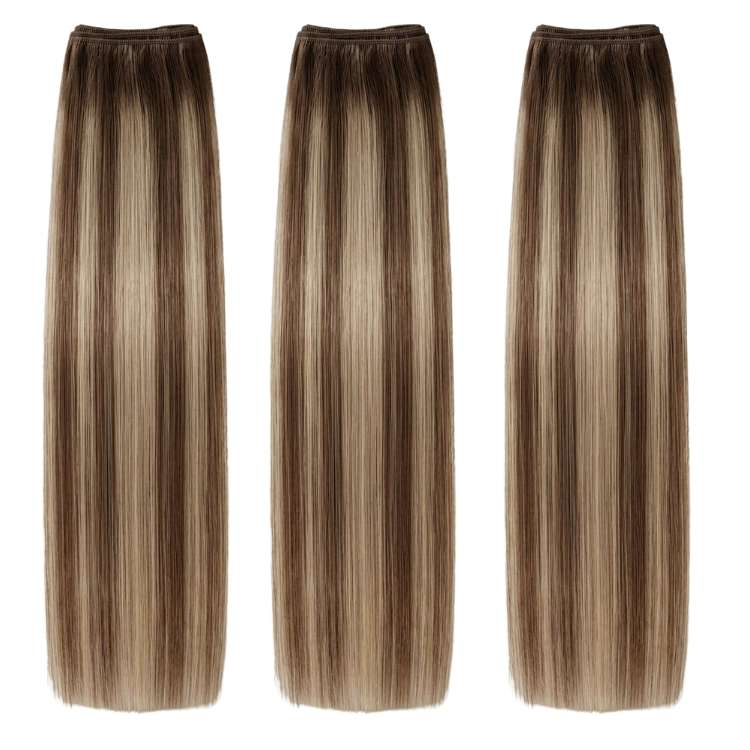 100% Human Hair Weft Silky Straight Piano Highlight Extensions Highlight Piano Brown & Honey Blonde Straight Human Hair Bundle - Rafarada