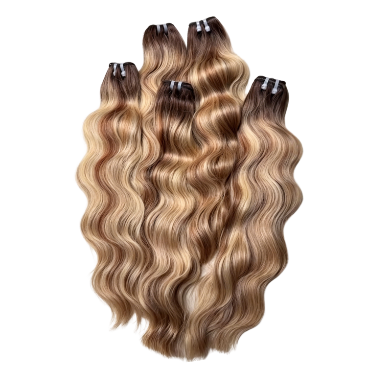 Balayage Highlight Body Wave Bundles Blonde Highlights Human Hair Weave with Dark Roots - Rafarada