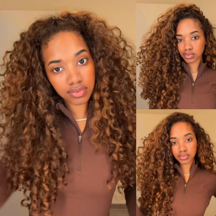 P4/30 Honey Brown Highlight Deep Wave Bundles Virgin Human Hair Weave - Rafarada