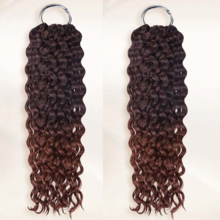 Ombre Brown Highlight Color Natural Curly Wave Crochet Human Hair Extension - Rafarada