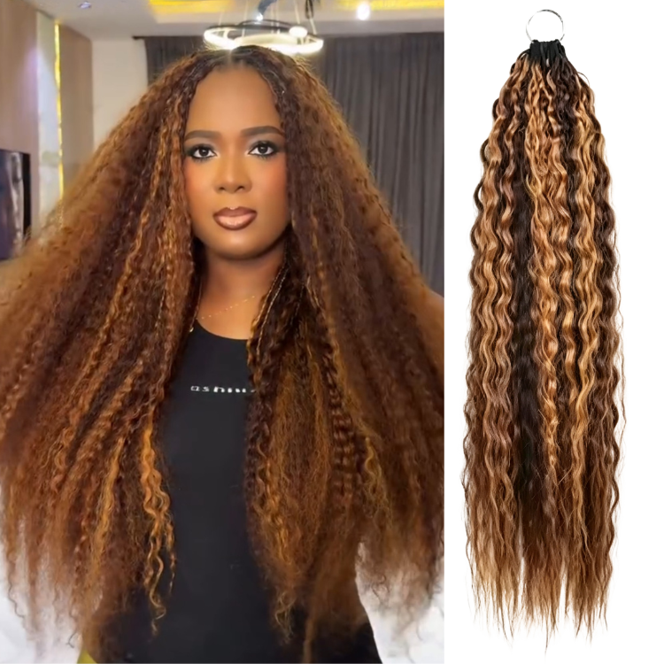 Highlighth Kinky Straight Crochet 100% Human Hair Extensions Piano Honey Blonde Color Feather Crochet Hair - Rafarada